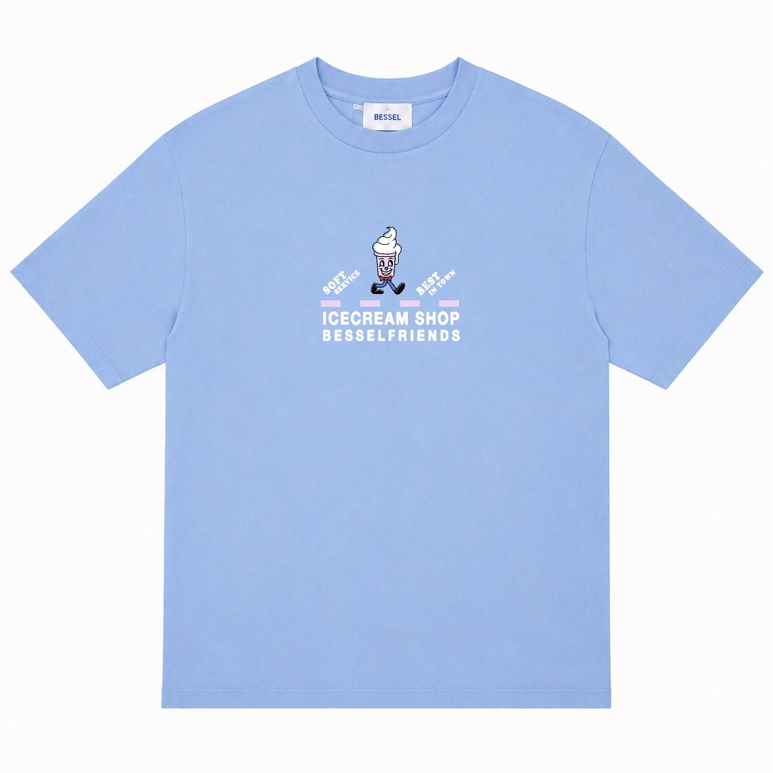 F&F ICECREAM TEE DUSTY BLUE