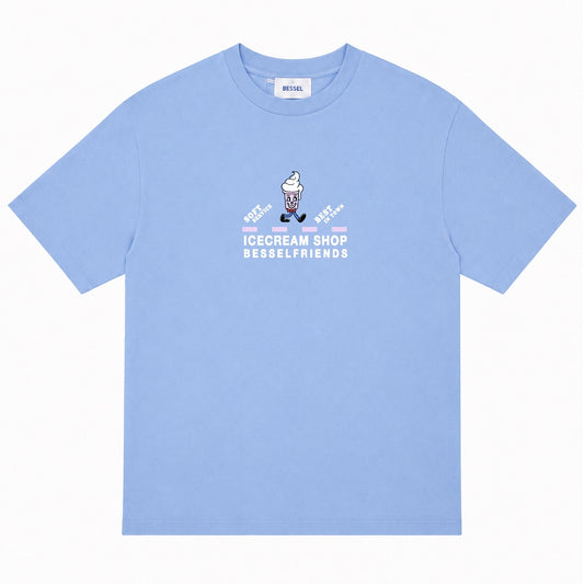 F&F ICECREAM TEE DUSTY BLUE