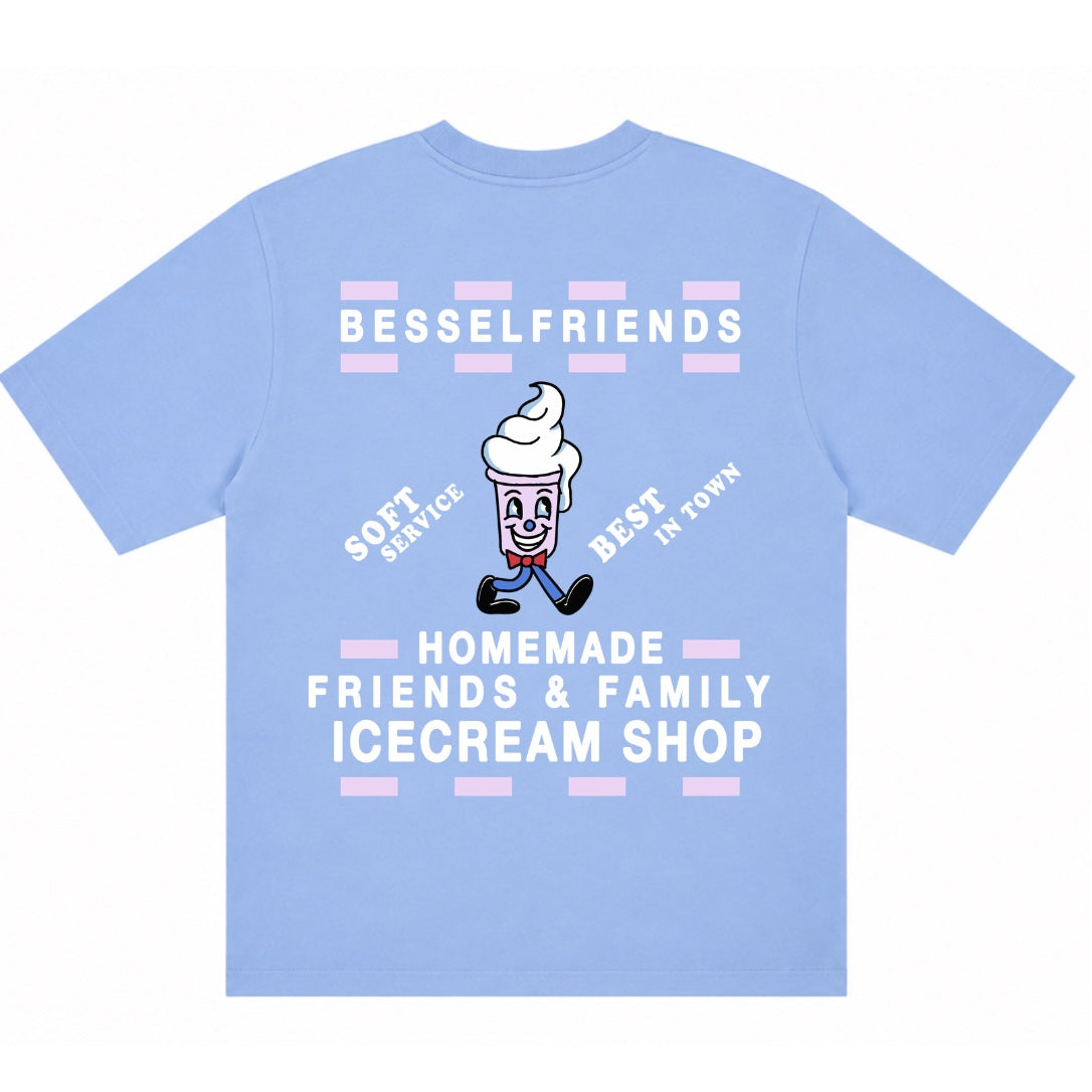 F&F ICECREAM TEE DUSTY BLUE