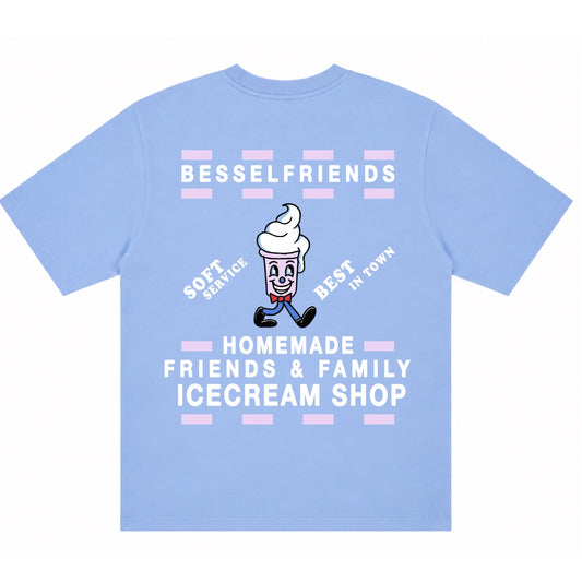 F&F ICECREAM TEE DUSTY BLUE