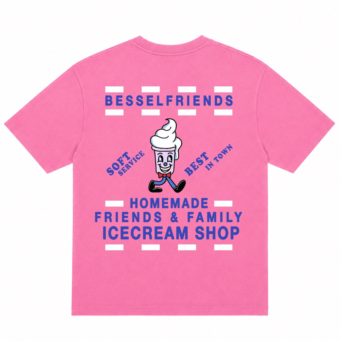 F&F ICECREAM TEE PINK STONE
