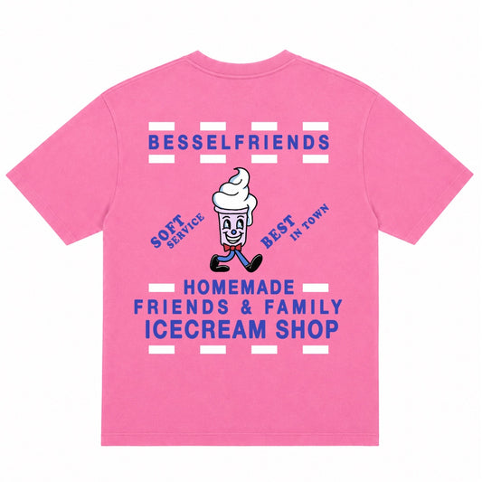F&F ICECREAM TEE PINK STONE